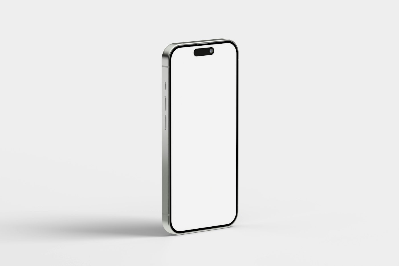 Smartphone blanc sur fond gris clair